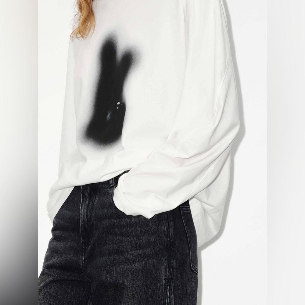 MO&CO. LONG SLEEVE CARTOON T-SHIRT Bunny Streetwear White Black XS - Picture 9 of 12